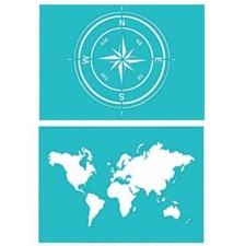 Schablone Weltkarte Windrose
