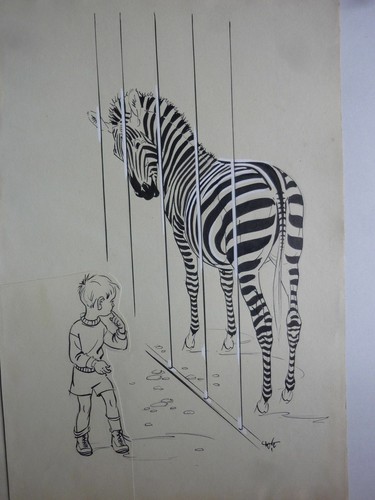 Originalzeichnung zebra zoo - originalzeichnung,