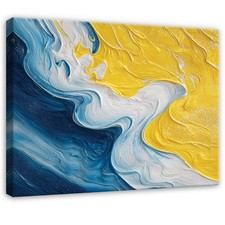 Leinwand Abstrakt Gelb Blau Weiß Wandbilder Groß Leinwandbild Wanddeko 101