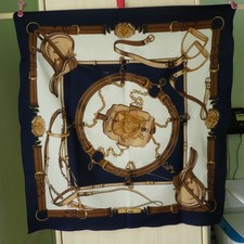 Vintage Designer Tuch 70 x 70 - Motiv: Lederriemen