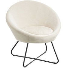 Cocktailsessel Centera, gepolstert, rund Wohnzimmersessel Samtoptik beige B-Ware