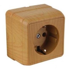 BRON Schalter Steckdosen Taster SAT Eiche Holz Optik Aufputz Elektroinstallation