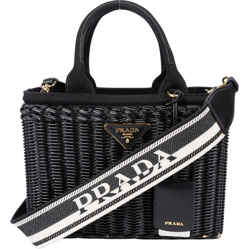 Prada black basket handbag - black,