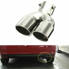Silber Auto Auspuffblende Endrohr Doppelendrohr Auspuff Blende Edelstahl 63mm