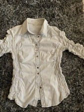 Vera Varelli Danen Bluse Gr. S Beige-blaug Gestreift