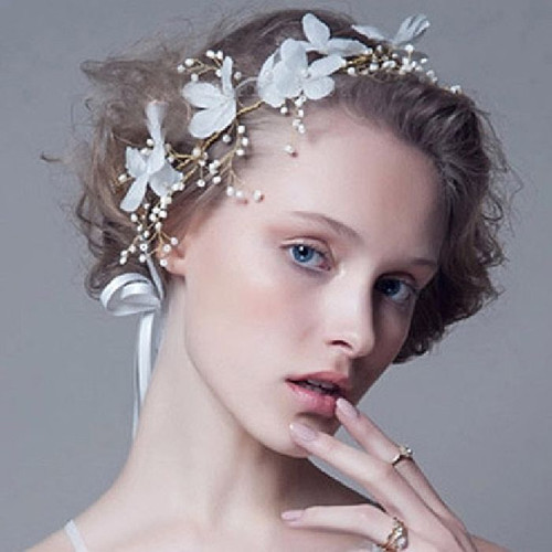 Tiara diadem weiss blumen - diadem,
