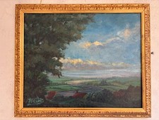 Ölgemälde Landschaft Saône