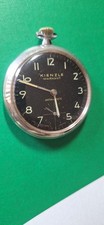 Kienzle Markant Taschenuhr Antimagnetic, Messing verchromt,schwarzes Zifferblatt