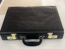 Aktenkoffer aus Krokodilleder mit Zahlenschösser wie Neu Schwarz Marke Excelsior