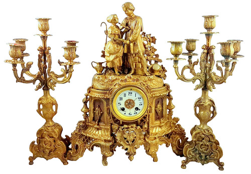 Antike kaminuhr bronze mit - antike,