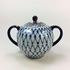 Lomonosov Kobaltnetz Zuckerdose Zuckertopf Blau Gold