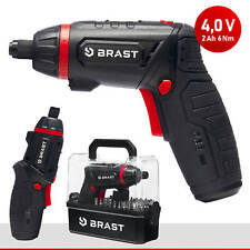 BRAST Akkuschrauber Akku Bohrschrauber | 4,0V / 2Ah Li-Ion-Akku | 54 Chrom-Bits