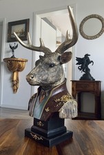 Skulptur Hirsch 44 cm Dekofigur Figur Tierfigur Statue Hirsch Büste