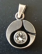 Modernist Sten & Laine Finnland Silber Anhänger mit Bergkristall