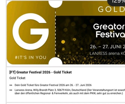 Gold ticket für das greator - gold,