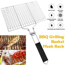 Grillguthalter Grillkorb Grillgitter Grillwender Fleisch Fisch Gemüse Für BBQ