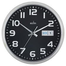 Acctim Supervisor Wanduhr Quarz verchromtes Gehäuse Datum Tag leicht ablesbare Zahlen 32 cm