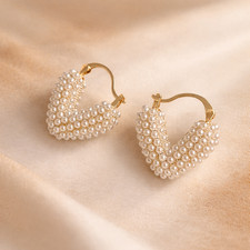 Herz Perlen Ohrringe Gold –
