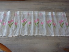 Scheiben/Bistrogardine, Kurzstore, Halbtransparent, 3D Stickerei,Weiß/Mehrfarbig