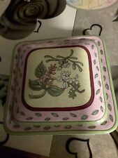 PartyLite Kerzenhalter Floralik  Keramik grün-flieder Sammlung  unbenutzt