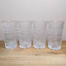 70er Vintage Longdrinkgläser Set x 4 Goebel Charlottenhutte Eisbaumrinde MCM