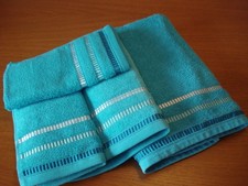 4-tlg. Set,1 Duschtuch,1 Handtuch, 2xGästet.100% Baumwolle Frottee, blau-türkis