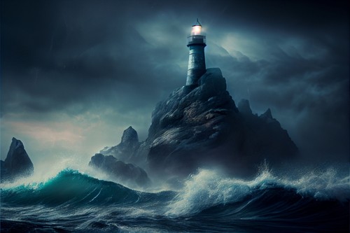 Wandbild der leuchtturm steht - der,