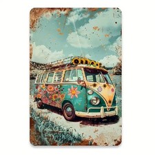 Blechschild Vintage Hippie Van