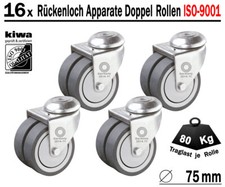 Rückenloch Doppelrollen Transport Lenk Rollen 16x Ø 75mm Le-Le BS-Rollen Germany