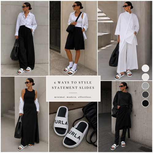 Furla logo plateau slides - logo,