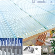 Lichtplatten 3mm Acrylglas Wellplatten Komplettset Schrauben Kalotten Sinus neu 