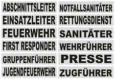 Feuerwehr Reflex Rückenschild 380 x 80 mm, mit Standartext, silber einzeilig, 