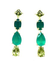 925Sterling Silber Ohrstecker HÄNGER Echte Edelsteine Agate, Peridot 18K...