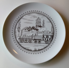 N1 Wandteller Eisenbahn von Nürnberg nach Fürth 1835 Porzellan Fürstenberg