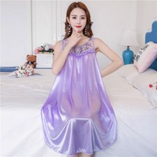 Damen Seidig Satin Nachthemd