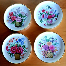 4 AK Kaiser Porzellan Untersetzer Konfektteller  Blumenkorb Goldrand D 10cm