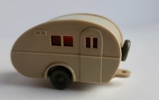 Wiking H0 1:87 Wohnanhänger Wohnwagen Eiform hellgelbgrau geschlossene Achse 