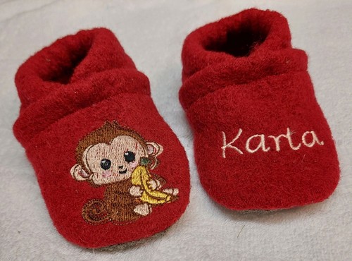 Krabbelschuhe puschen äffchen - krabbelschuhe,