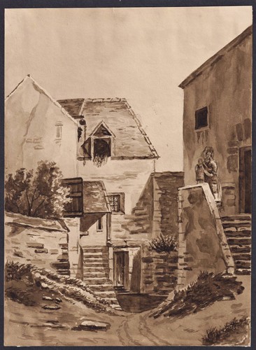 Dorfansicht village aquarell - village,