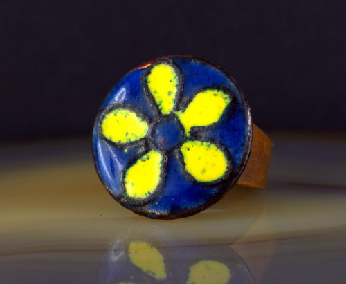 Ring kupfer emaille blüte - kupfer,