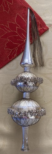 Christbaumspitze glas silber - christbaumspitze,