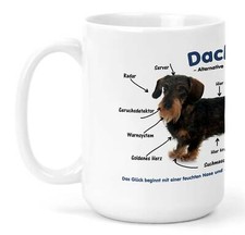 Jumbo Kaffeebecher Keramik 450ml - Dackel Rauhaardackel lustige Anatomie 01