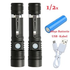 1/2x Super Hell LED Taschenlampe USB Taktisches Fackel Wasserfest Akku Aufladbar