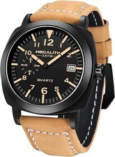 MEGALITH Militär Uhr Herren Quarz Silber, Outdoor Sport Design, Wasserdicht