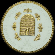 BERLIN: Porzellan-Medaille 1922. BIENEN BIENENKORB - DEUTSCHER GEWERKSCHAFTSBUND