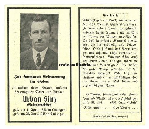 Orig sterbebild grenadier - orig.,