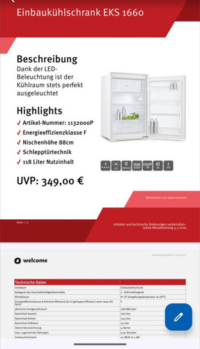 Einbaukühlschrank neu ovp - einbaukühlschrank,
