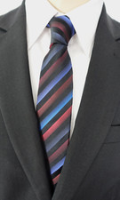 NEU - ATWARDSON Herren Anlass/Business Krawatte- rot-blau-schwarz - Seide - Slim