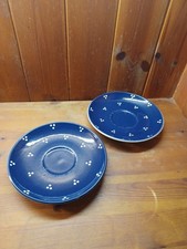 2 Rheinsberg Teller Keramik 15 cm im Durchmesser Blau mit Dreipunkt Gebrauch