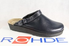 Rohde Damen Clogs Pantoffel Hausschuhe Sabot Schuhe Leder blau 143856